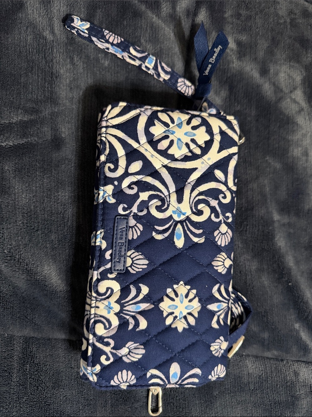 Vera Bradley Navy Quilted Floral Wristlet Phone Case